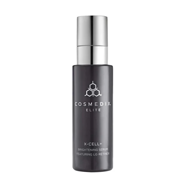 Sleek black bottle of Cosmédic Paris facial serum with silver cap.